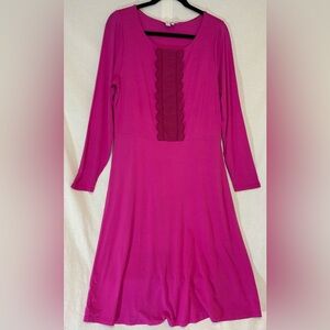 Boden Crew Neck Jersey Midi Dress scalloped detailing Women’s Size 12 Long Tall